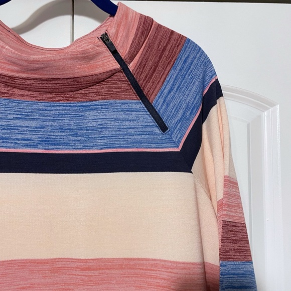 Talbots Zip Mock Neck Striped Sports Stretch Pullover Top Sz 1X - Picture 4 of 10